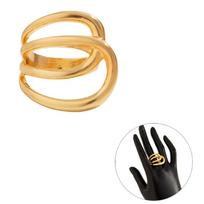 Gold Silver Metal Rings Exaggerate Simple Finger Ring Elegant Hollow Out Ring  Gift Gold Style A