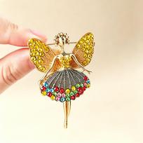 Color Diamond Ballet Fairy Chestpin High-end Luxury Clothing Accessory Lapel Closure Accessory Waist Cinch Brooch