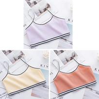 3Pc/lot Teenage Girl Sling Training Bra Soft Cotton Cute Bralette Underwire Free Underwear for Puberty Girls 8-12Y One size