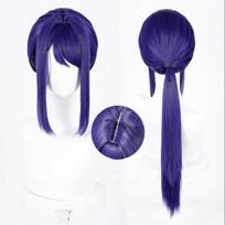 High Quality Hat Mita Cosplay Wig Cap Cool Mita Purple Blue Ponytail Heat Resistant Synthetic Wigs Anime MiSide Wigs + Wig Cap One Size