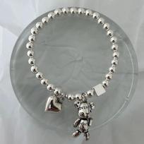Stainless steel Bracelets for Women String of Beads Accessories Trend Vintage Simple Cute Bear Pendant Party Jewelry