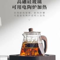 3D Mountains Glass Teapot with Tea Infuser Heat Resistant Glass Tea Pot Clear Kettle Wooden Handle Chinese Kung Fu Tea Sets