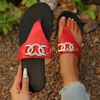 Fashion Fashion Metal Decor Summer Flip Flops for Women Lightweight Clip Toe Flat Sandals Woman Comfortable Non Slip Beach Slippers 2025 36