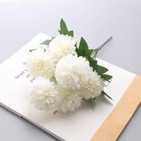 7-Head Artificial Flower Arrangement: Ping Pong Chrysanthemum, Allium, Thistle, Dandelion Bouquet for Home Decoration balta