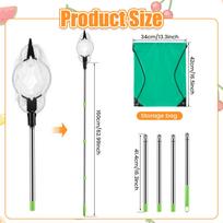 1.6/2M New Fruit Picker Stainless Steel Fruit Picking Tool with Storage Bag Garden Tree Fruit Catcher for Avocado Mango Apple