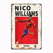 Nico Williams Ispanijos Futbolo Plakatas Metalinė Plokštelė Plakatas Klubas Namai Baras Urvas Klasikinės Plokštelės Skardinis Ženklas Kambario Sienų Dekoras 20x30cm（7.8x11.8inch） red