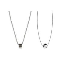 2 Pcs Women Titanium Steel Necklace Ball Pendant Cylinder Pendant Necklace Choker Beads Collarbone Chain for Daily Wear Date 2pcs