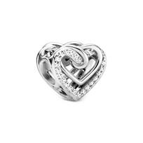 Pandora Shining Entangled Heart Charm Women Jewelry Silver 799270C01 Silver white