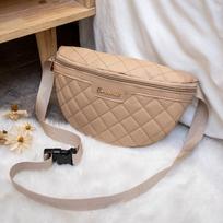 Women'S Waist Bag, Quilted Embroidered Fanny Pack, Casual Multifunctional Chest Bag, Zippered Leisure Shoulder Bag, Stylish Phone Pouch chaki