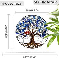 Acrylic Tree of Life Suncatcher Stained Glass Effect Window Hanging Ornament Nature Decor for Home 20cm/7.87Inches