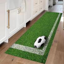 Football Field Pattern Runner Rug Sports Style Home Decor Hallway Carpet Soft Non-slip Floormat for Corridor Living Room Bedroom 40X120CM