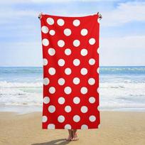 Red White Dots Adult Beach Towel, Absorbent Soft Anti Sand for Camping Travel Swimming Picnic W40*H60(CM)