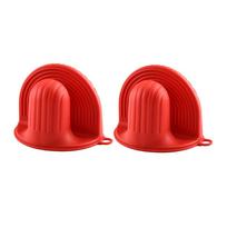 Soft Anti-scald Silicone Oven Mitts Thickened Non Slip Baking Gloves Insulated Heat Resistant Kitchen Pinch Mittens Cooking raudona