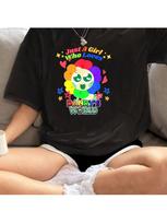 Just A Girl Who Loves Dandys World Pattern T-Shirt - Wounisex's Summer Casual T-Shirt White Polyester Blended Short Sleeve Top S įvairiaspalvis