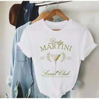 Spausdinta laisvalaikio stiliaus unisex 90-ųjų apvalios apykaklės marškinėliai ir universalūs trumpomis rankovėmis su „Dirty Martini Social Club“ spausdintu raštu T-S S įvairiaspalvis