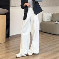 Women's Elastic Waist Wide Leg Pants Wide Leg Trousers Japanese Casual Wrinkle Resistant Sun Protection Spring Summer Casual Pants S