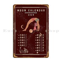 Lunar Calendar 2024 Moon Yoga Fairy Metal Plaque Poster Club Garage Pub Living Room Print Tin Sign Poster 20X30CM