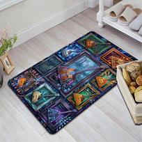 Cyberpunk Musical Instruments Pattern Rug Floor Mat for Living Room or Bedroom Soft and Comfortable Carpet a Gift for Birthday and Holiday. 40x60cm( 15x23in )
