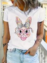 Cute Bunny Graphic Bubble Gum T-shirt XXXXL