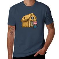 Three Pigs Straw House Lazy Halloween Costume Tshirt Worker Basic Short Sleeve Tee S