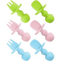 6-Pack Silicone Baby Spoons Stage 1 Baby Fork Chewable Aid Weaning