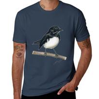 Willie Wagtail Bird Art With Signature Lovely Little Black And White Bird Gifts Tshirt Basic Solid Color Casual Tee Shirt S