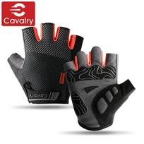 CAVALRY Bicycle Fingerless Gloves, Summer Unisex Road Bike Mountain Bike Cycling Gear, Shock-Absorbing Breathable Riding Equipment, Black Orange M