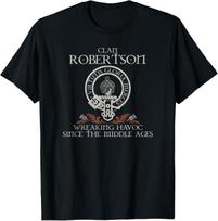 Clan Robertson Crest Surname Scottish Heritage Vintage T-Shirt L