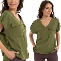 Lightweight Women's Blouse 100% Viscose Loose Fit Comfortable Elegant MORAJ S KHAKI