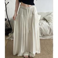 Women's High Waist Wide Leg Pants Loose Fit Drawstring Ruched Rayon Culotte Casual Flowy Trousers S