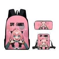 Spy Play House Anime Peripheral Backpack Cute Student School Bag Shoulder Bag Pencil Case Three-Piece Set pencil bag