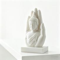 Spiritual Palm Buddha Statue 3D Printing Zen Desk Ornament Funny Buddha-in-Palm Statue  Home Decor