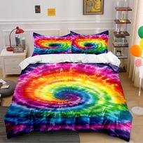 Colorful Tie-Dye Spiral Bedding Set Bedding set (1 duvet cover, 2 pillowcases, duvet not included) 135x200cm