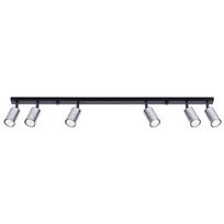 Black elongated ceiling spotlight, 6-bulb, chrome shades, 6xGU10 10W WINX SL.1372 Sollux Lighting
