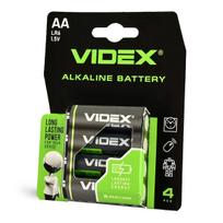 4 pcs. Powerful Alkaline Batteries Set Videx AA LR6 1.5V 2600 mAh