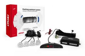 LED reverse parking sensor kit, 4 silver sensors, AMIO-01564