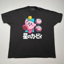 Kirby Nintendo Star Rod Japanese Text Graphic T-Shirt Mens Black XXL Unisex T-Shirt S
