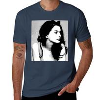Anne Hathaway Black White Portrait (Linocut) Tshirt Novelty Print Casual Tee Shirt S