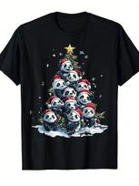 Humorous Panda Christmas Tree T-Shirt for Panda Enthusiasts, Suitable for Boys A 3XL