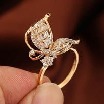 Butterfly Inlaid zirconia Finger Ring 8K Gold Plated Party Wedding Engagement Decor For Women Girls Gift 6