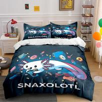 Cute Axolotl Snack Theme Bedding Set Bedding set (1 duvet cover, 2 pillowcases, duvet not included) 135x200cm