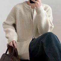 Autumn New O-neck Zip Up Sweater Cardigan Coat Korean Casual Loose Knitted Jackets Fall Winter Knitwear Warm Soft Coat Tops One Size