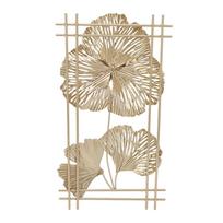 Auksinė metalinė ginkmedžio lapo dekoracija Moderni minimalistinė 3D sieninė skulptūra miegamajam, svetainei