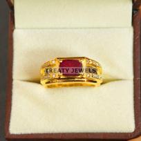 Ruby Oval Cut With 925 Sterling Silver Gold Plated Ring For Men's #B520 JL375684095927 4-16 US