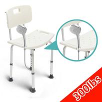 Bath Tub Seat Bench Stool Detachable Backrest White+Silver Adjustable Medical Shower Chair