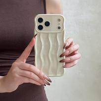 Lovely Candy Color Water Ripple Pattern Wavy Curly Edge Case for IPhone 16 15 13 14 Pro Max 17 Pro Max Glossy Shockproof Cover iPhone 13 Pro