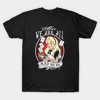 Men Black Print T-shirt Tattoo Alice In Wonderland No-Cut Transfer Paper Print Cotton Tshirt 2XL