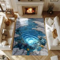 3D Underwater Optical Illusion Rug Huge Crack Carpet Living Room Bedroom Floor Mat Home Decor Visual Effect Area Rug 2D Printing 40x60CM