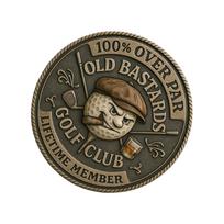 Golfo kamuoliuko žymeklis Golfo aksesuarai Over Par Old Bastards Golfo monetėlė, Juokinga golfo iššūkio monetėlė su viskio dizainu, Juokinga dovana black