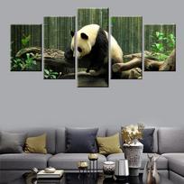 5 Panels Canvas Painting Chinese Panda Snow Eat Bamboo Leaf Canvas Poster Cute Animals Wall Art Paintings Home Decor No Frame 20x35 20x45 20x55cm